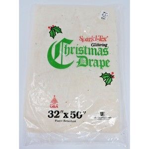 NOS Vtg 1978 Sparkl-Tex Glittering Christmas Drape 32"x50" Tree Skirt USA KMart